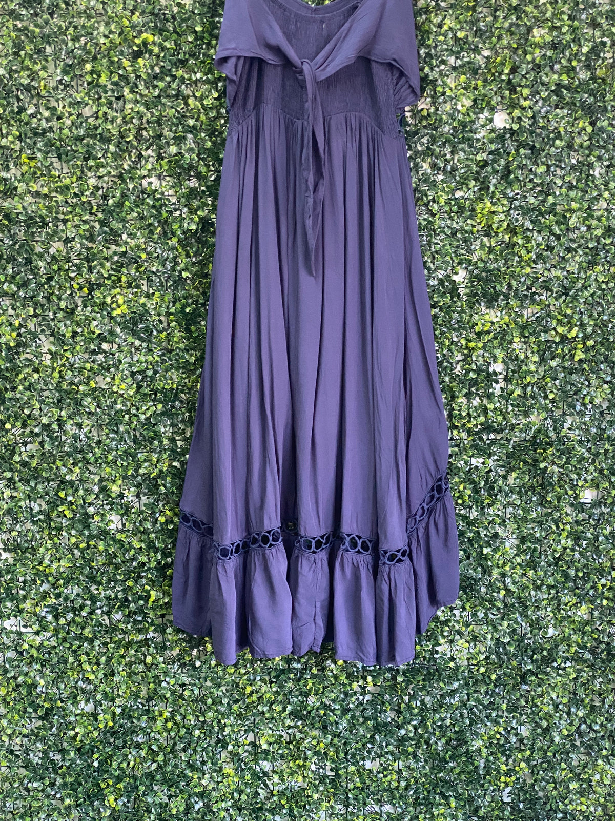 New Feeling Deep Purple Tiered Maxi Dress — detail