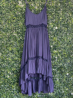 New Feeling Deep Purple Tiered Maxi Dress — front