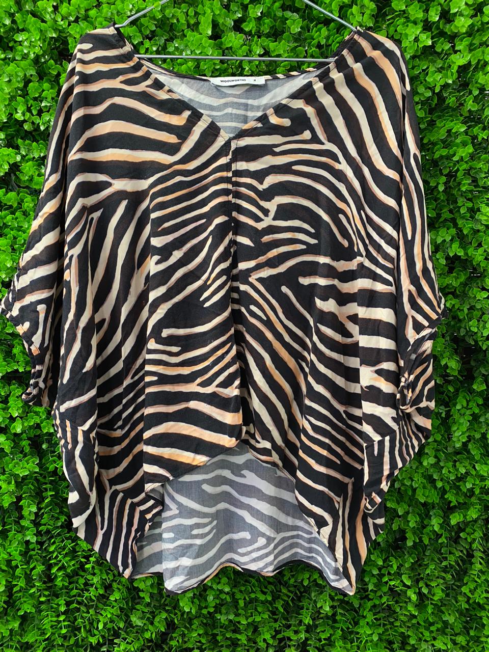 Woolworths Zebra Print Draped Blouse