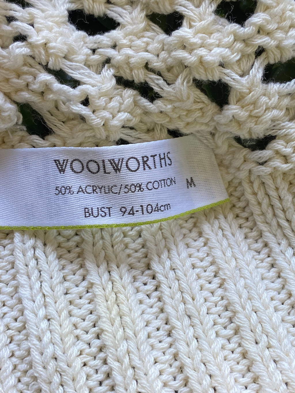 Woolworths Cream Open-Knit Cotton Blend Jersey — care