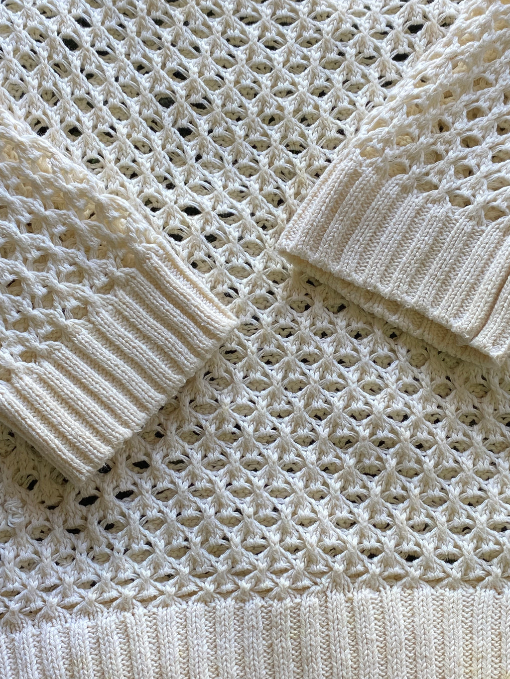 Woolworths Cream Open-Knit Cotton Blend Jersey — detail