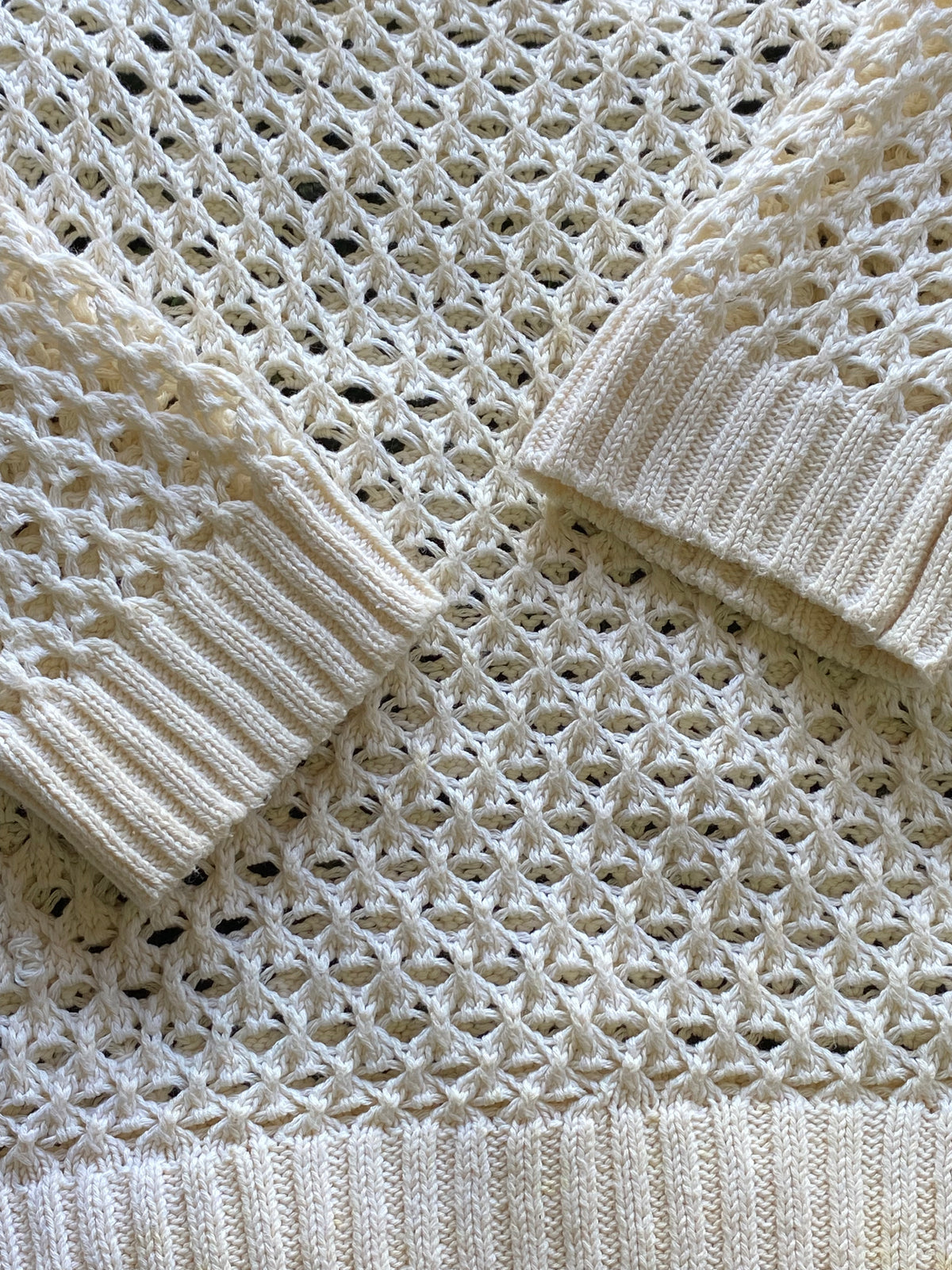 Woolworths Cream Open-Knit Cotton Blend Jersey — detail