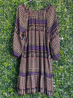 Woolworths Purple Patchwork Print Peasant Dress — back