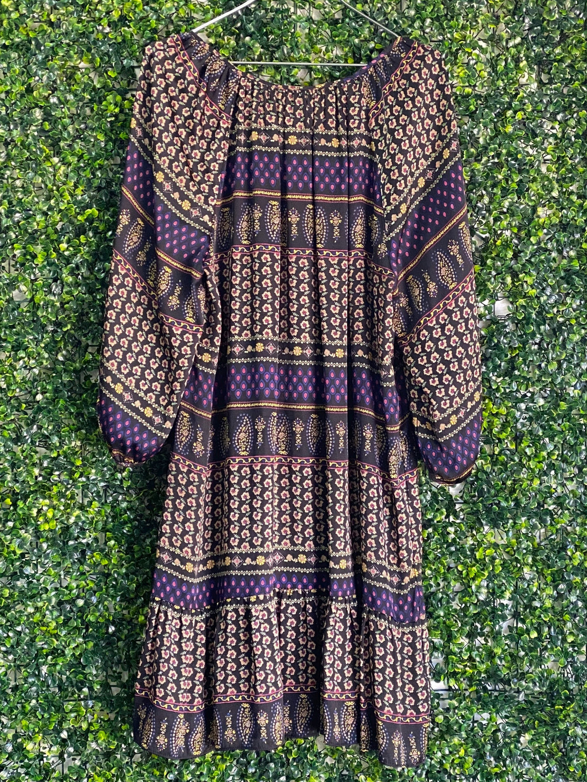 Woolworths Purple Patchwork Print Peasant Dress — back