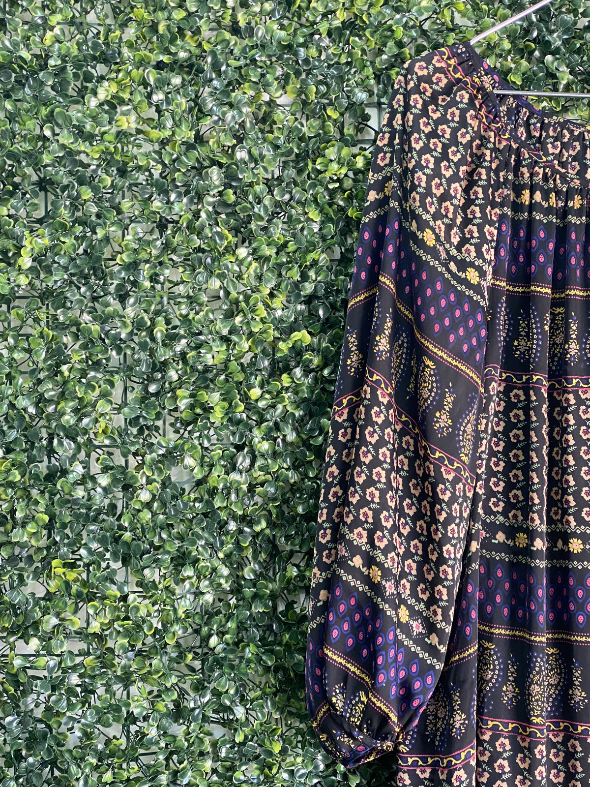 Woolworths Purple Patchwork Print Peasant Dress — detail