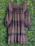 Woolworths Purple Patchwork Print Peasant Dress — front