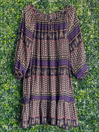 Woolworths Purple Patchwork Print Peasant Dress — front