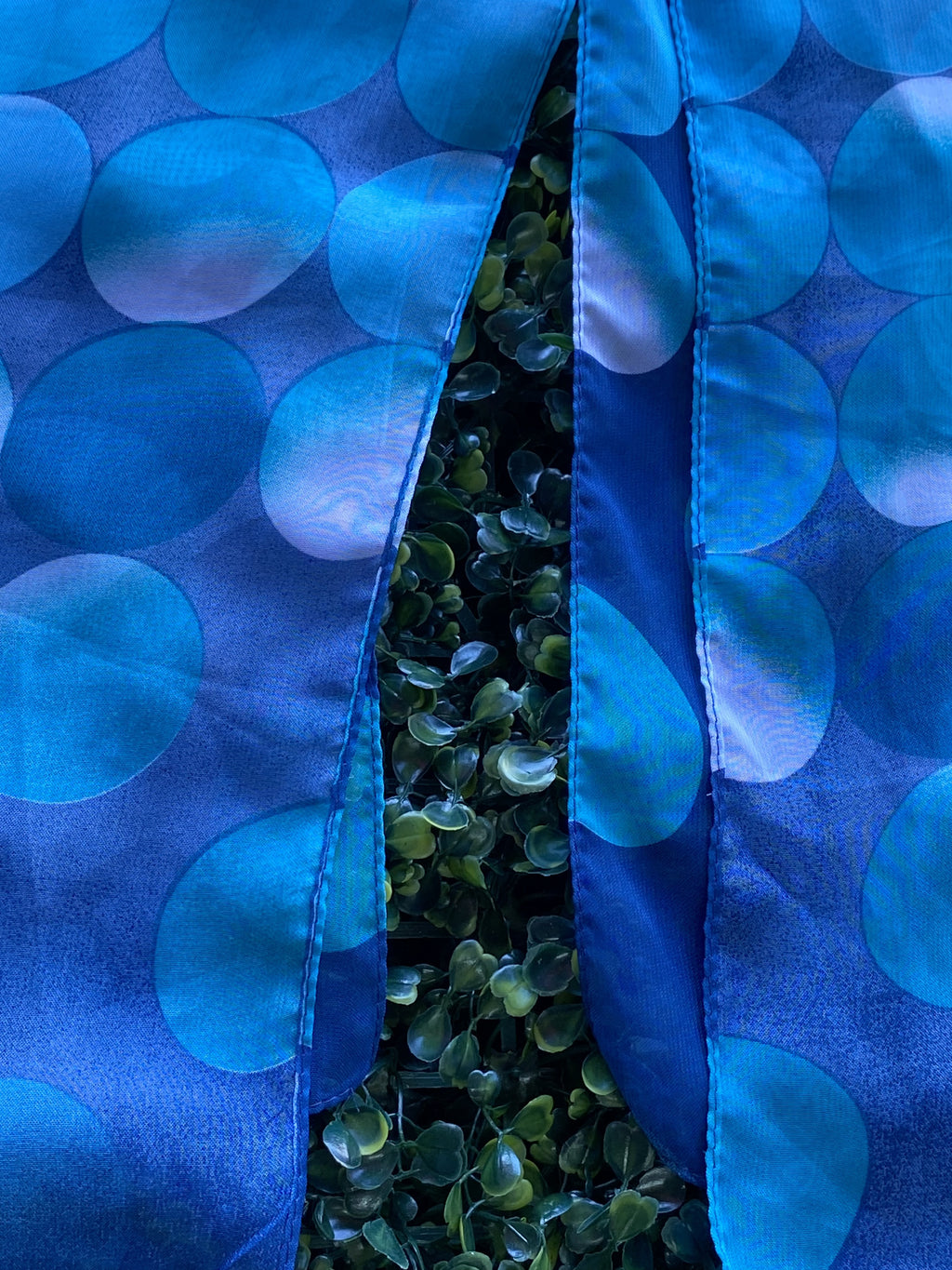 Blue Green Polka Dot Sheer Kaftan Dress — detail