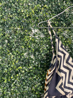 Isla Bonita Ibiza Brown Geometric Knot-Front Maxi Dress — detail