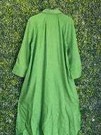 Zara Leaf Green Linen Longline Shirt Dress — back