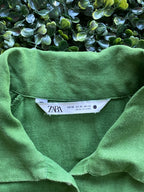 Zara Leaf Green Linen Longline Shirt Dress — brand