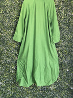 Zara Leaf Green Linen Longline Shirt Dress — detail