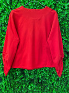 Studio Red Cropped Blazer with Ruched Sleeves