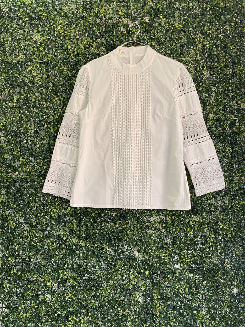 SHSHDHZX White Broderie Panel Blouse — detail
