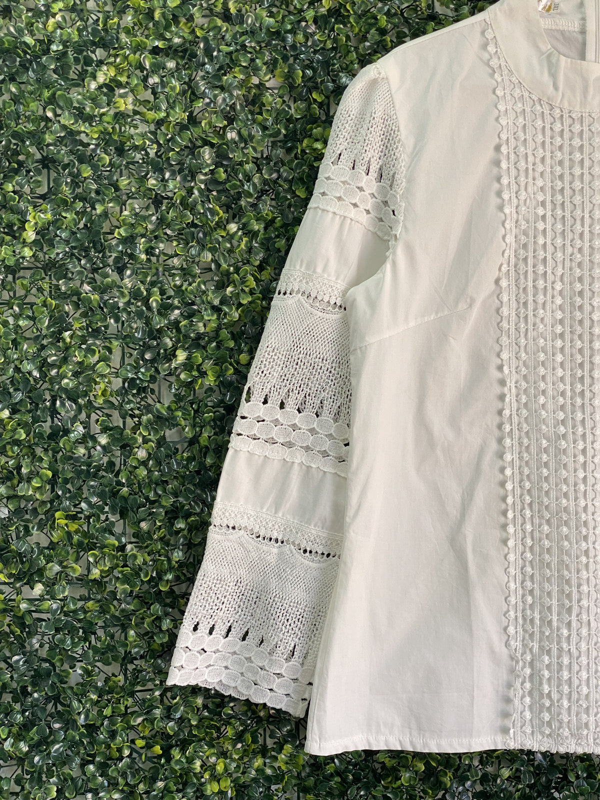 SHSHDHZX White Broderie Panel Blouse — detail