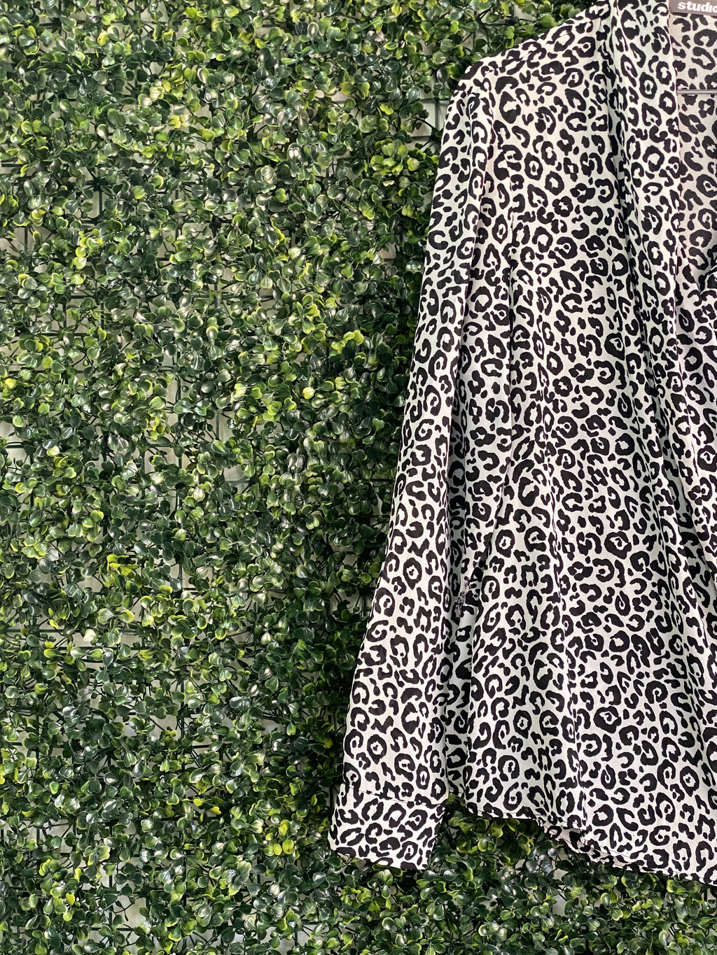 Studio.W Black & White Leopard Print Blouse — detail