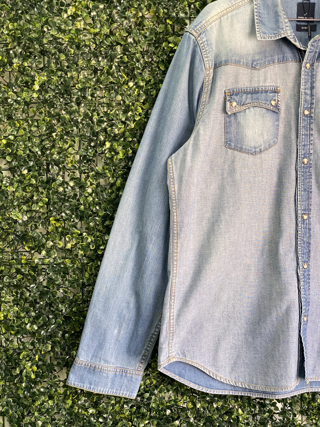 Daniel Hechter Blue Slim Fit Denim Shirt — detail