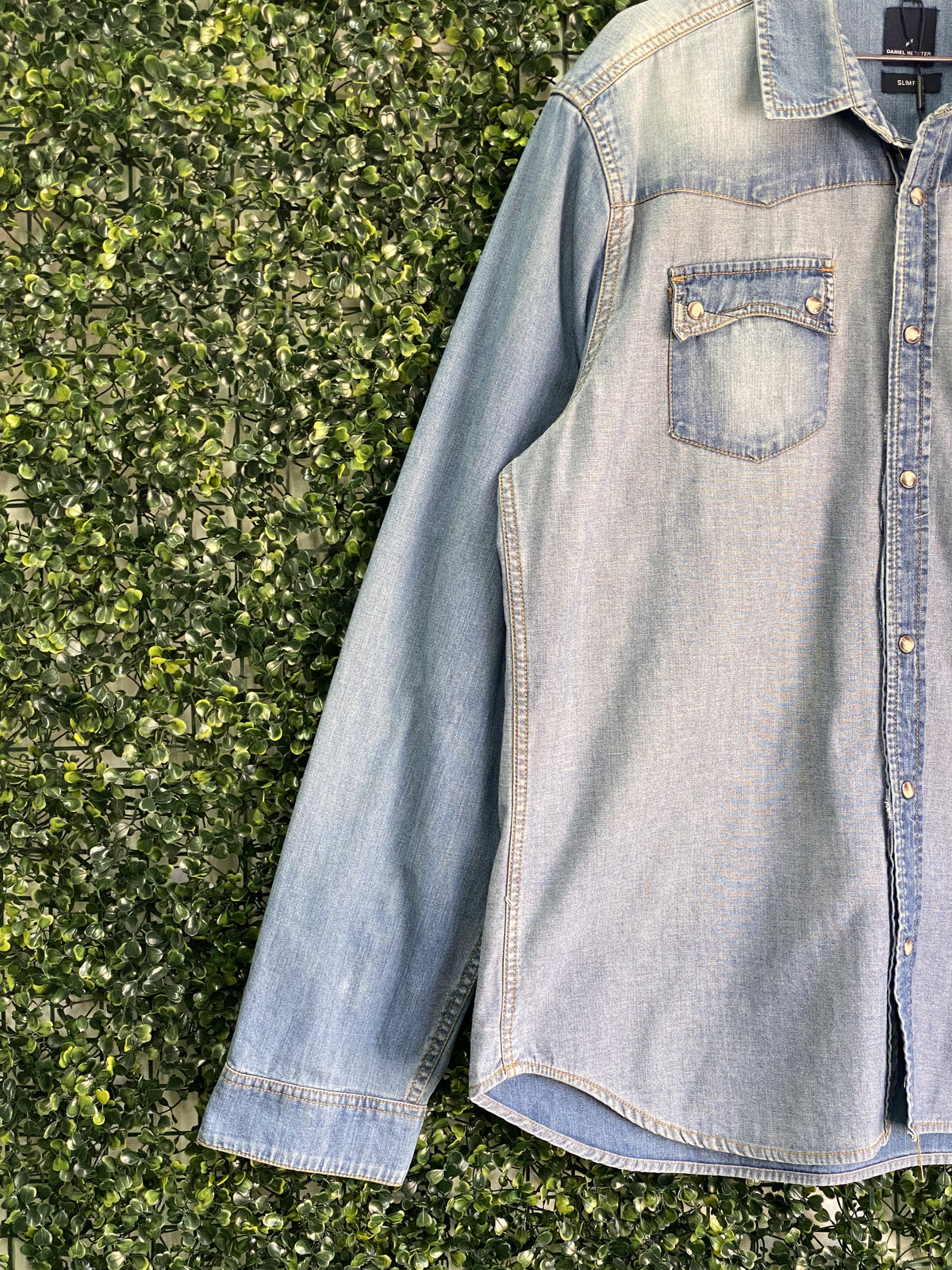 Daniel Hechter Blue Slim Fit Denim Shirt — detail