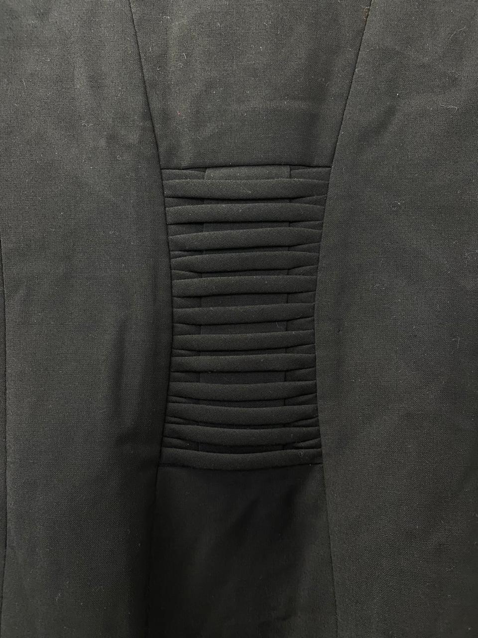 Le Château Black Tailored Blazer with Sheer Ruffle Cuffs