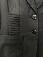 Le Château Black Tailored Blazer with Sheer Ruffle Cuffs