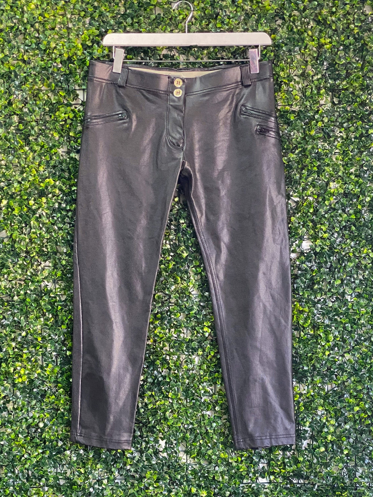 Freddy WR.UP Black Coated Skinny Pants with Ankle Zips — front