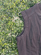 Black Pearl-Stud Zip Front Sleeveless Vest — detail