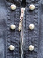 Black Pearl-Stud Zip Front Sleeveless Vest — detail