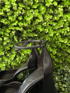 Zara Black Platform Ankle-Strap Block Heels — detail