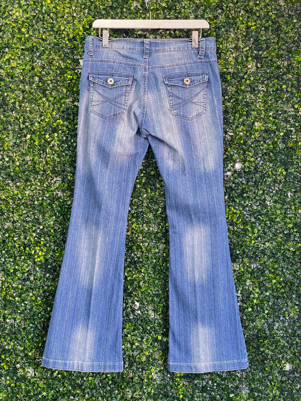I.Q. Jeans Light-Wash Bootcut Jeans with Flap Pockets — back