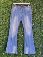 I.Q. Jeans Light-Wash Bootcut Jeans with Flap Pockets — front