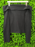 Zara Black Off-Shoulder Ribbed Knit Top