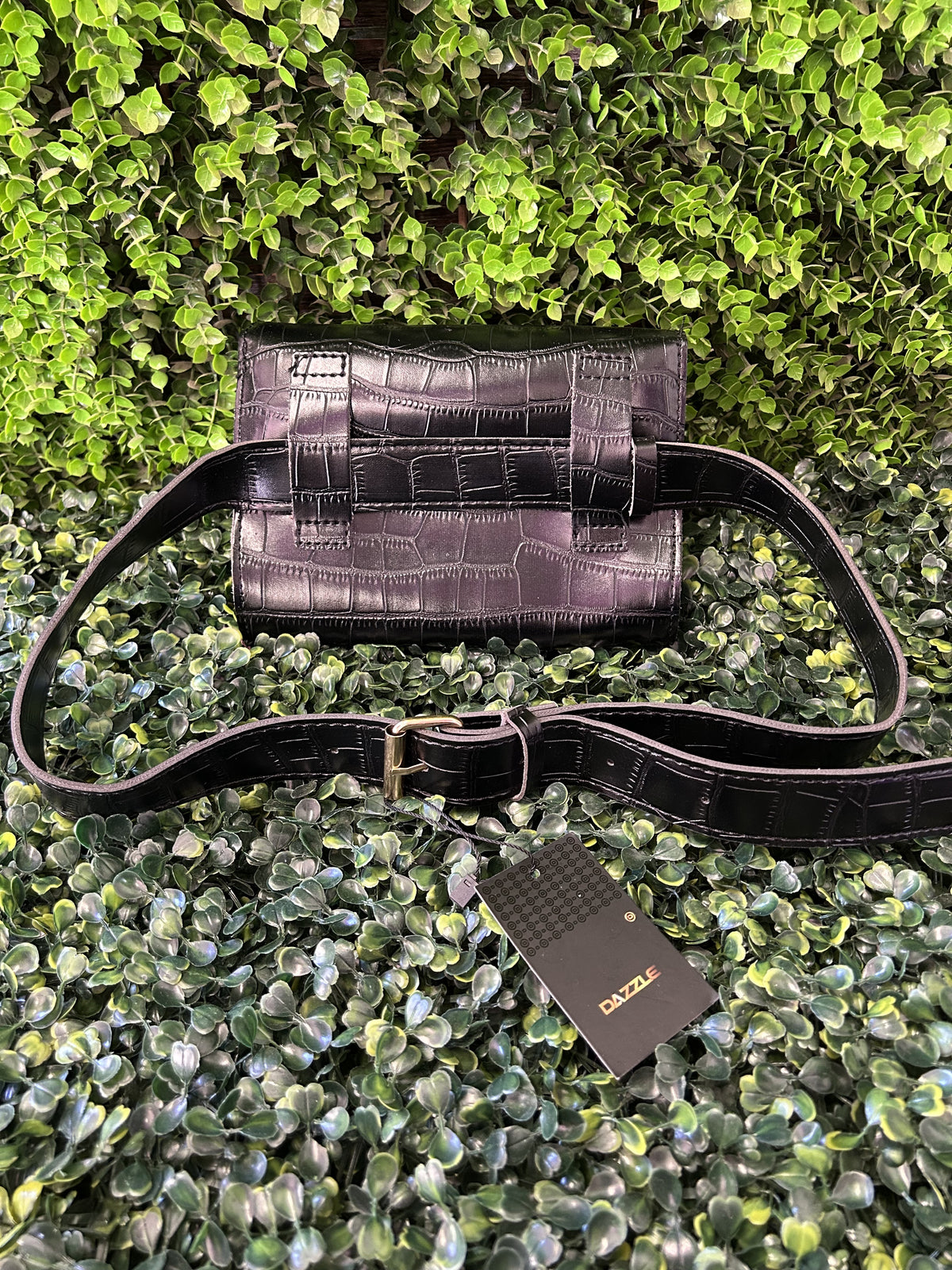 Dazzle Black Croc Embossed Shoulder Bag — brand