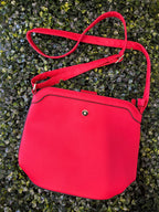 Red Textured Crossbody Bag with Gold Clasp — back
