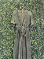 Amber Olive Pleated Wrap Jumpsuit — detail