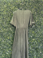 Amber Olive Pleated Wrap Jumpsuit — detail
