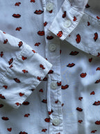 Zara White Lip Print Button-Up Blouse — detail