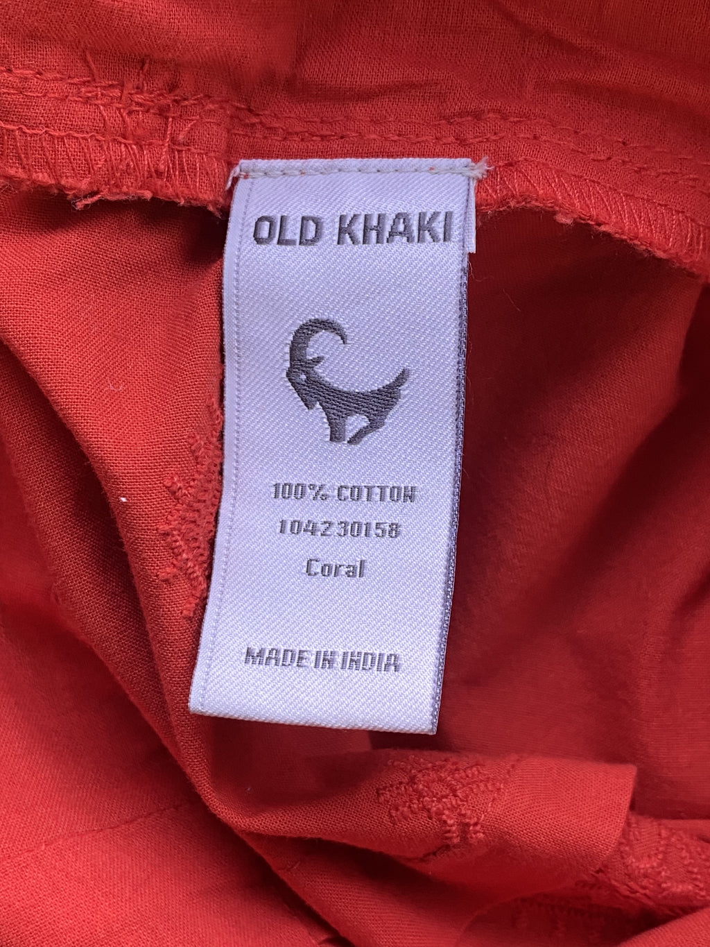 Old Khaki Coral Embroidered Cotton Jumpsuit — care