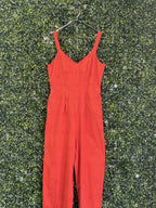 Old Khaki Coral Embroidered Cotton Jumpsuit — detail