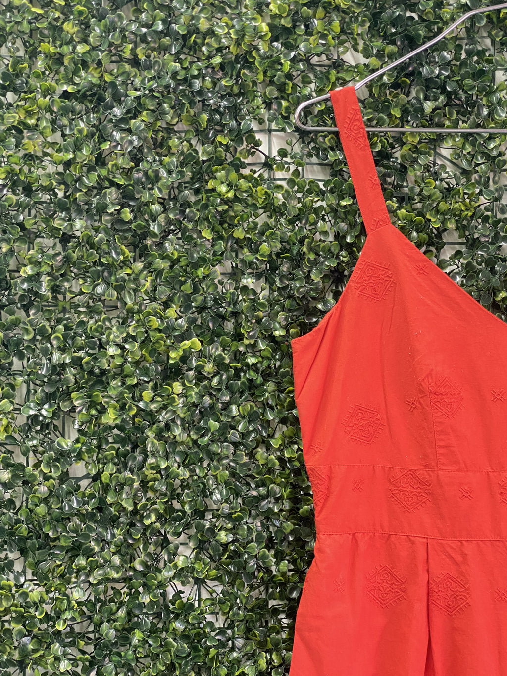 Old Khaki Coral Embroidered Cotton Jumpsuit — detail