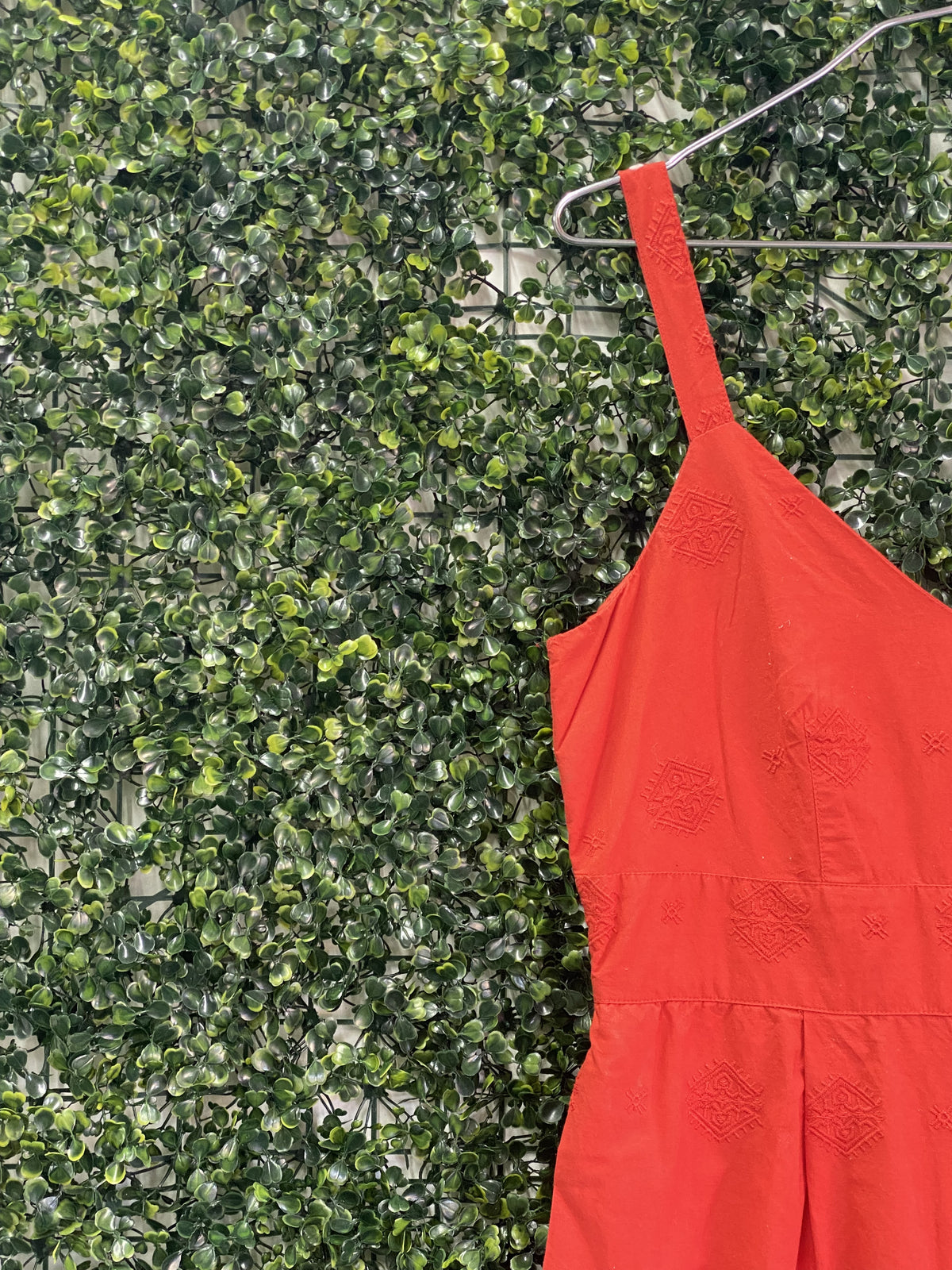 Old Khaki Coral Embroidered Cotton Jumpsuit — detail