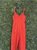 Old Khaki Coral Embroidered Cotton Jumpsuit — detail