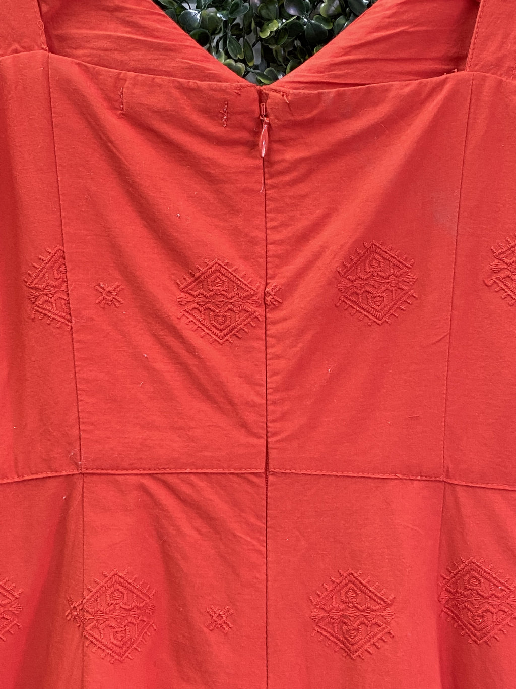 Old Khaki Coral Embroidered Cotton Jumpsuit — detail