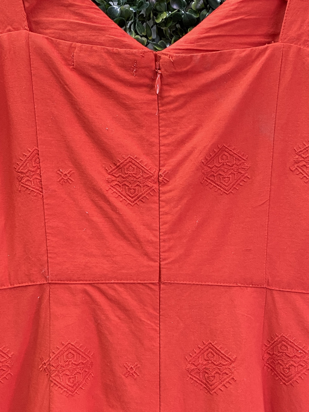 Old Khaki Coral Embroidered Cotton Jumpsuit — detail