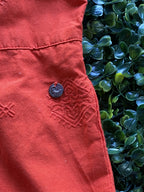 Old Khaki Coral Embroidered Cotton Jumpsuit — detail
