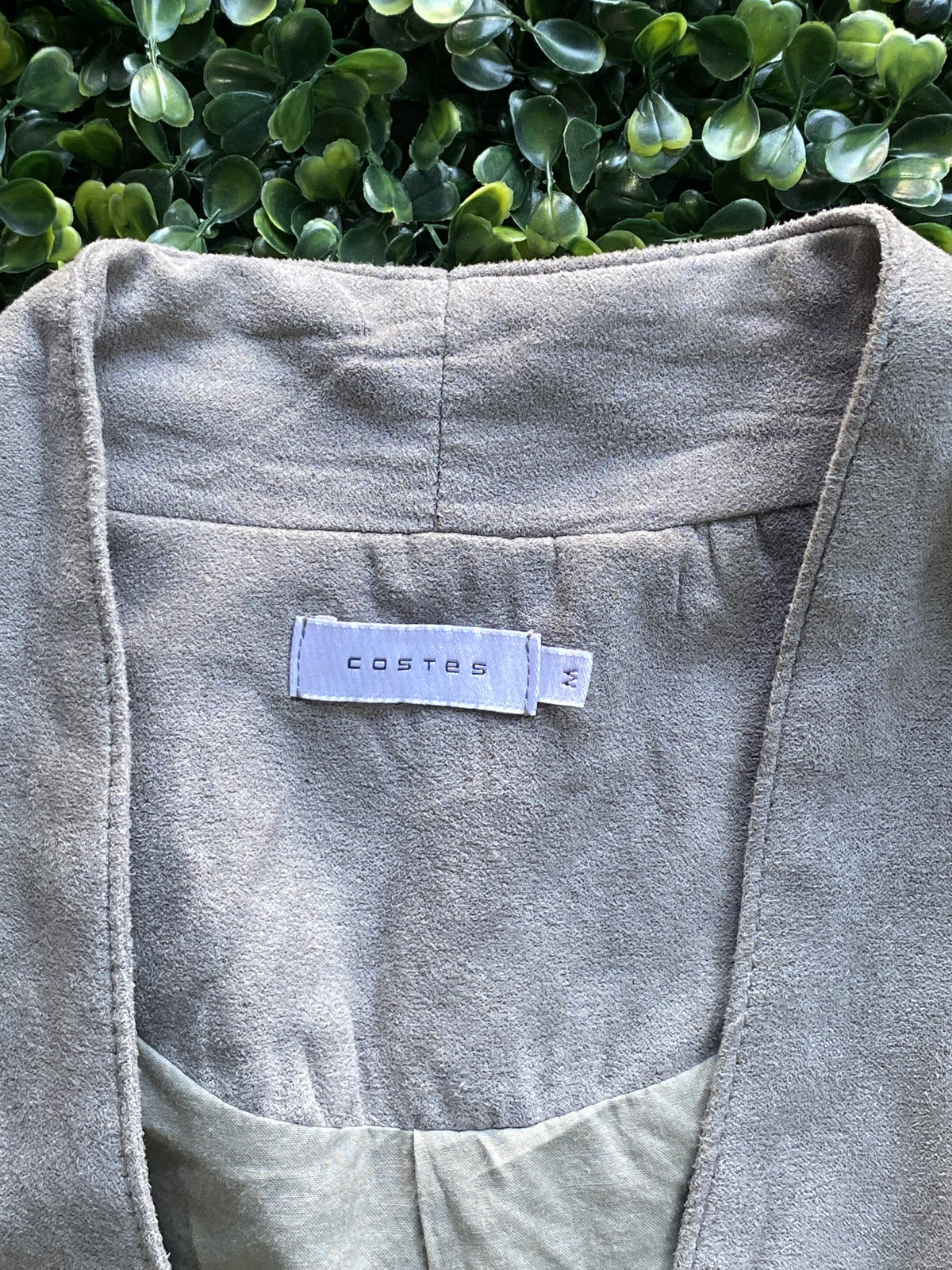 Costes Taupe Suede-Feel Collarless Blazer — brand