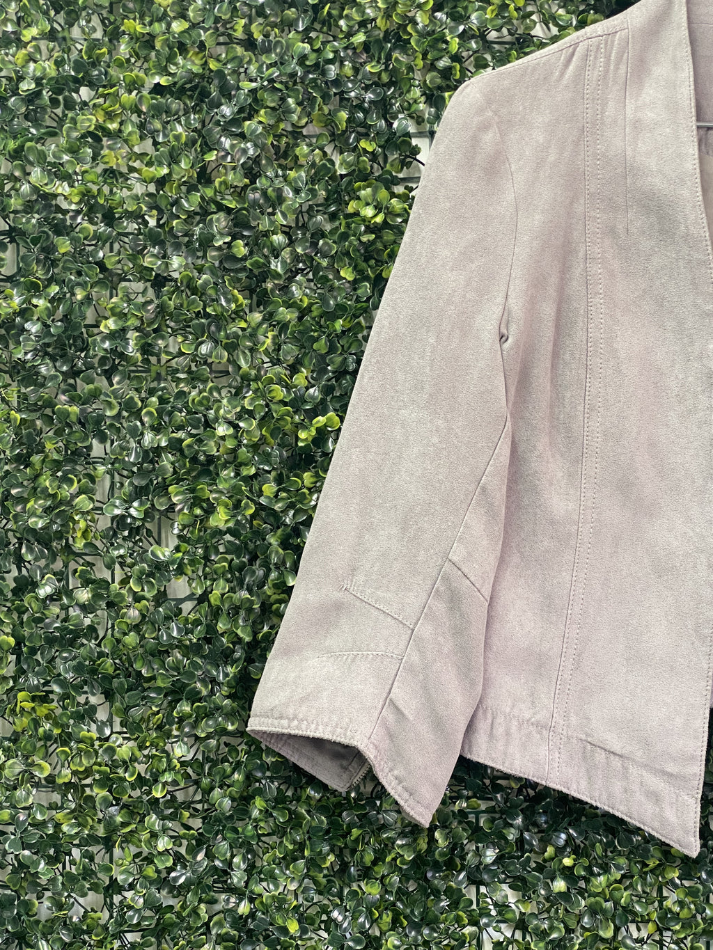 Costes Taupe Suede-Feel Collarless Blazer — detail