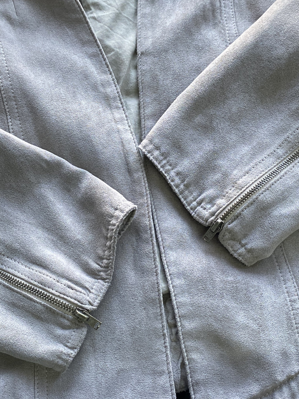 Costes Taupe Suede-Feel Collarless Blazer — detail