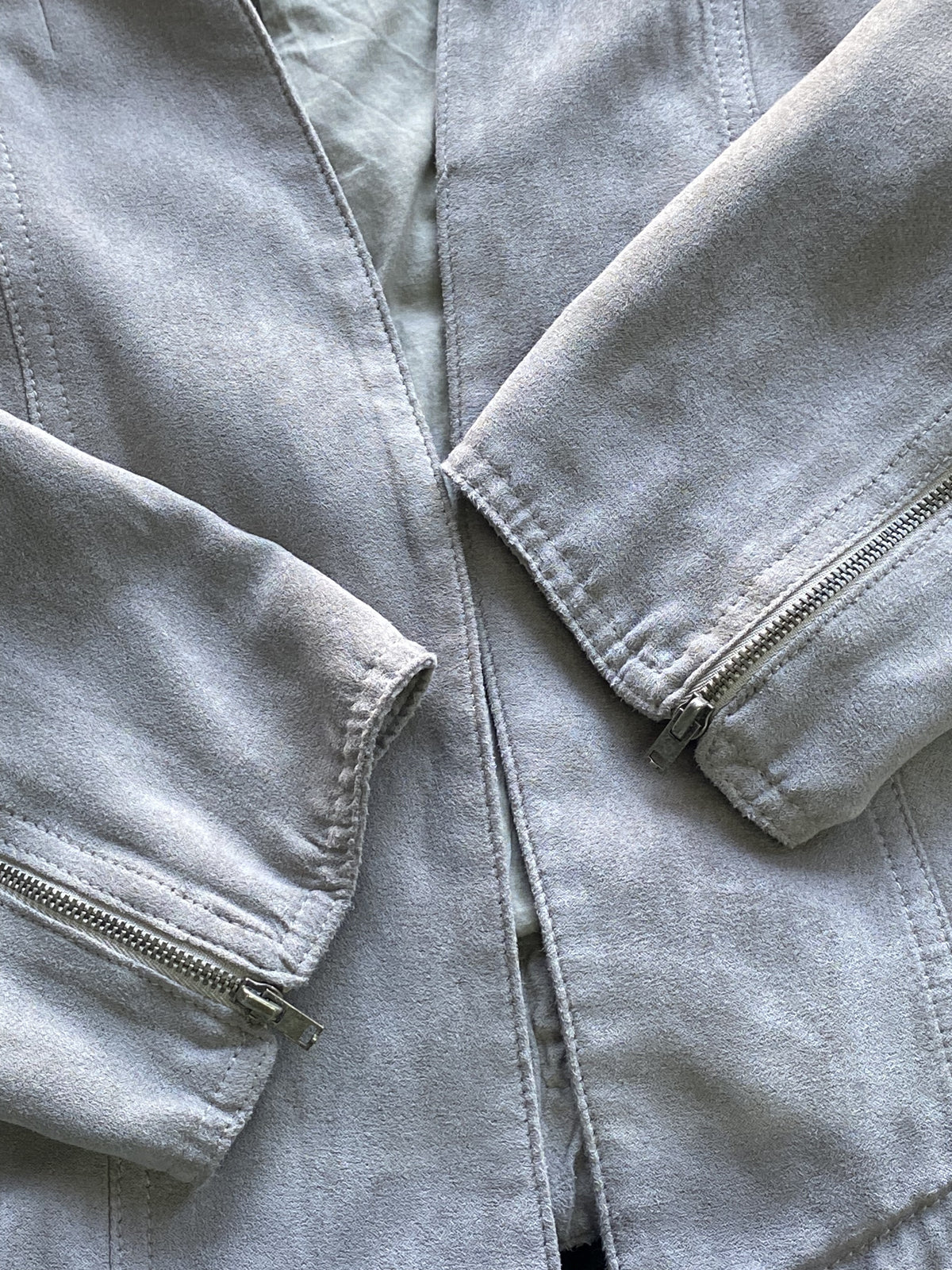 Costes Taupe Suede-Feel Collarless Blazer — detail