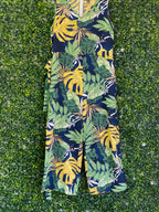 Emery Rose Navy Tropical Leaf Wide-Leg Jumpsuit — back