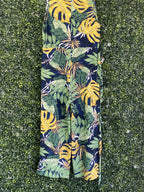 Emery Rose Navy Tropical Leaf Wide-Leg Jumpsuit — detail